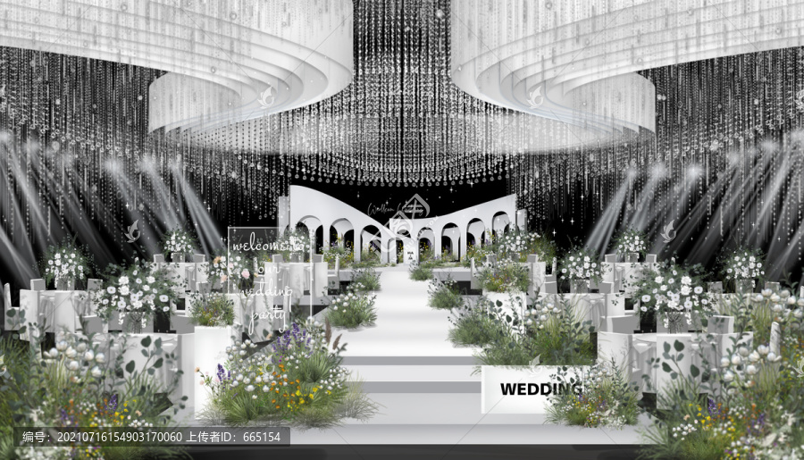 水晶白綠高定秀場(chǎng)風(fēng)婚禮