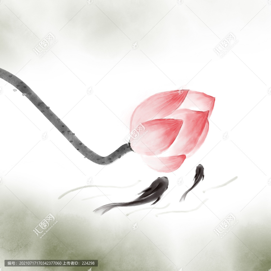 手繪荷花裝飾畫(huà)