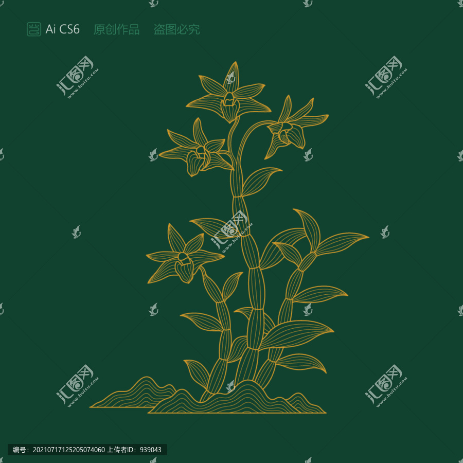 鐵皮石斛線描