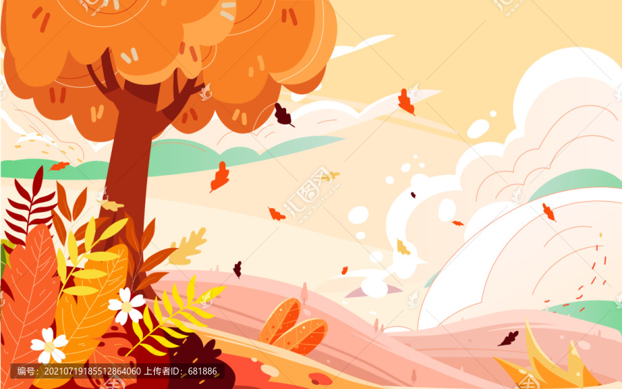立秋節(jié)氣海報秋天季節(jié)森林樹林