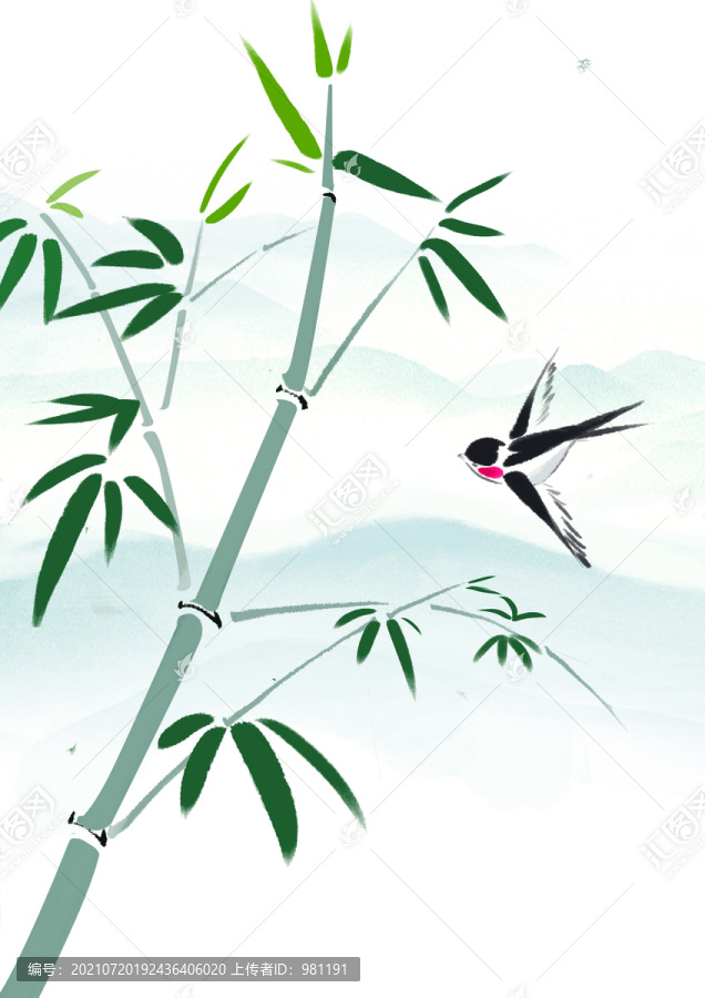 寫意竹鳥