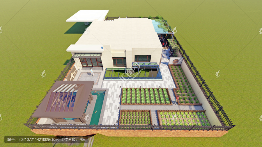 新中式庭院景观设计方案效果图