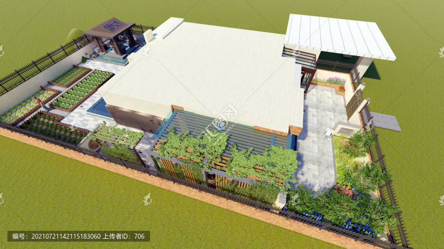新中式庭院景觀設(shè)計(jì)方案效果圖