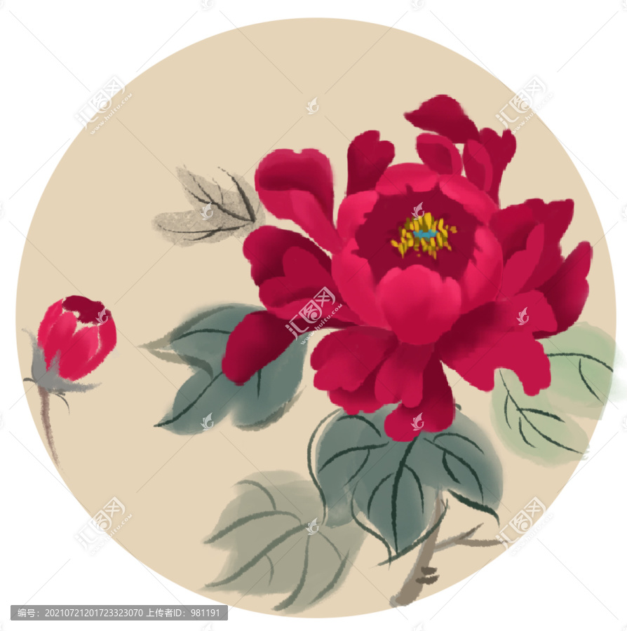 牡丹花裝飾畫