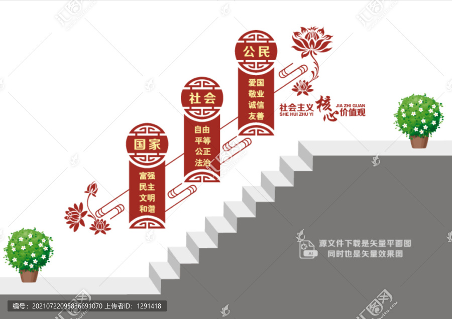核心價(jià)值樓道文化墻