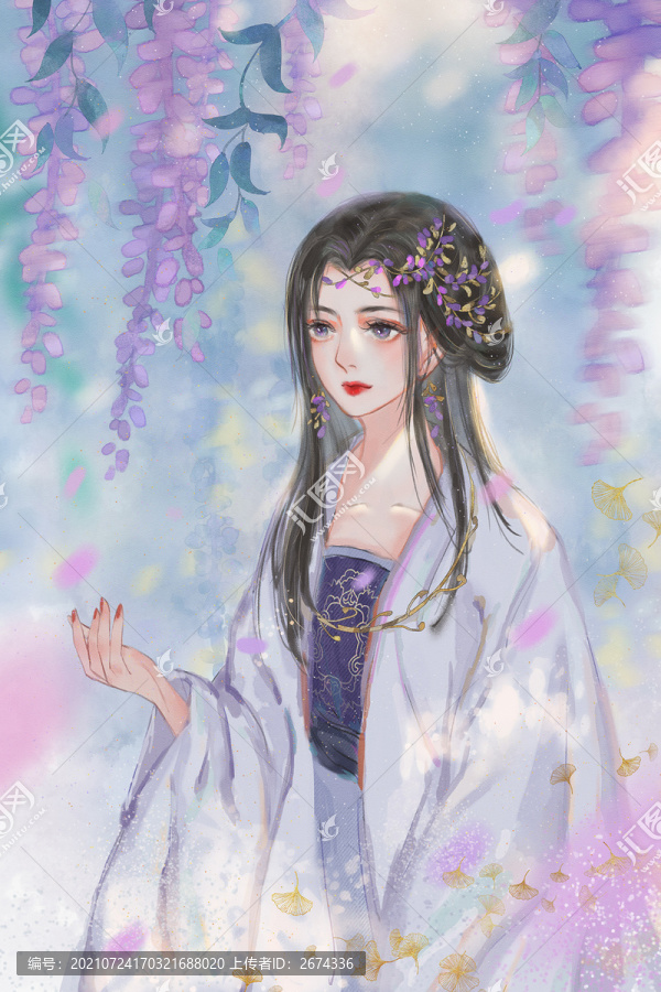 紫藤花古典古風(fēng)美人