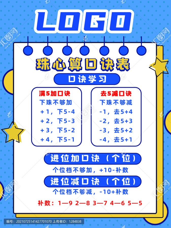 珠算口訣表展板海報