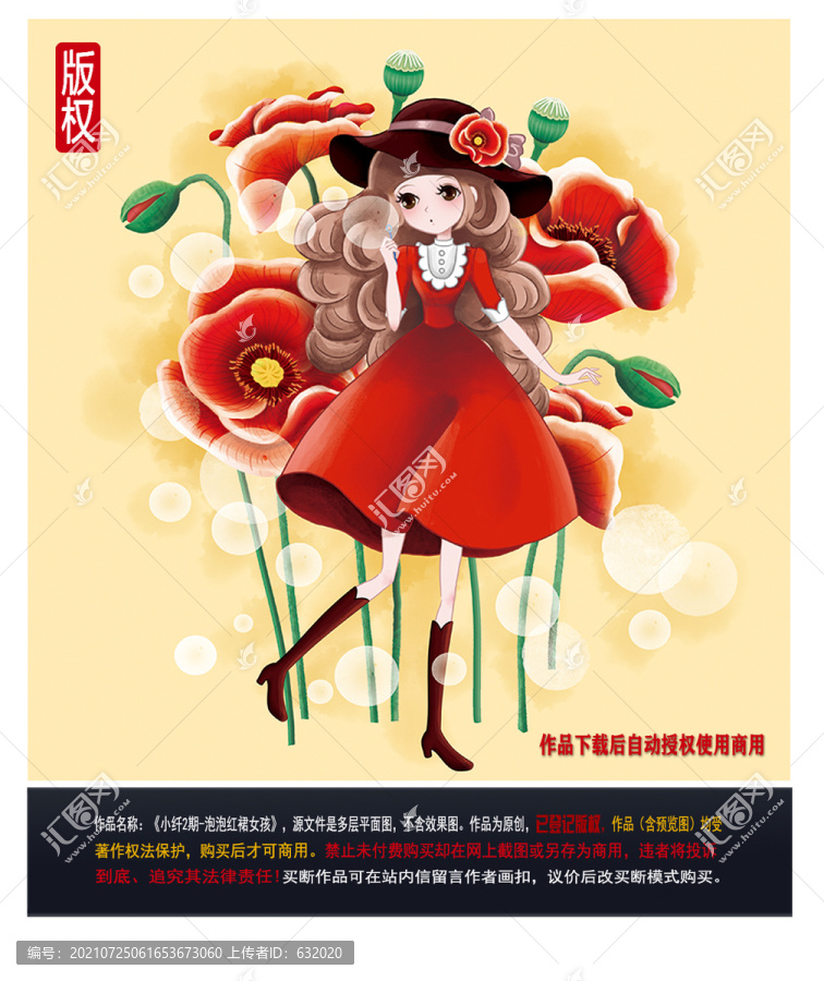卡通紅裙小女孩