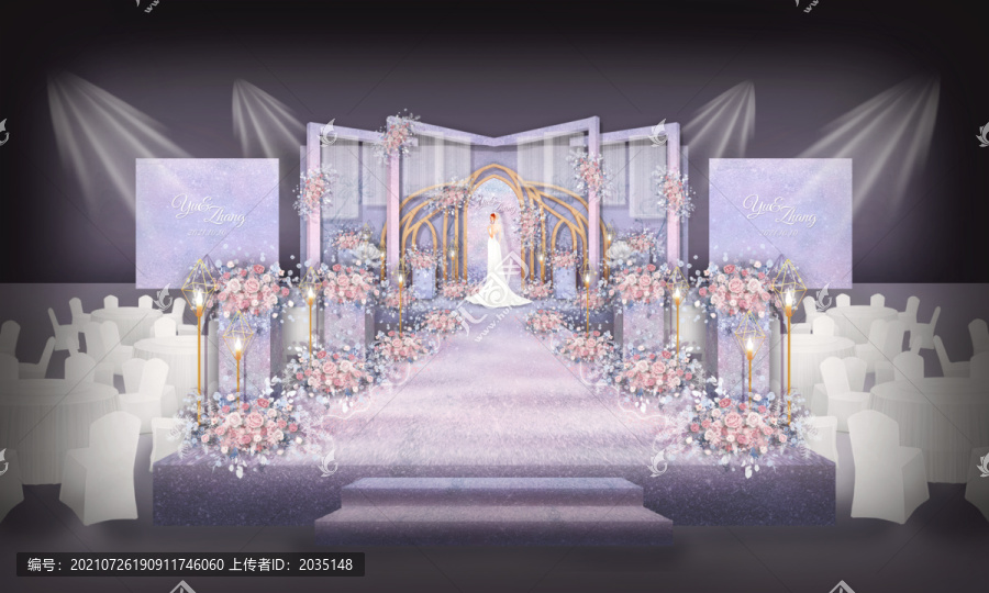 粉紫色夢幻圓柱宮廷婚禮