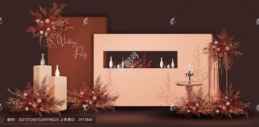 紅色香檳色簡(jiǎn)約婚禮效果圖