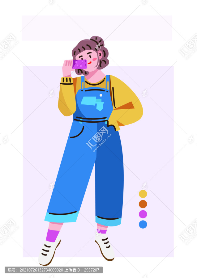 扁平插畫人物時尚雜志