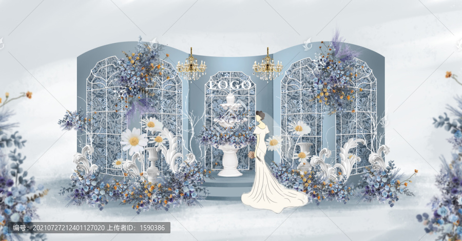 法式花園藍(lán)色婚禮效果圖