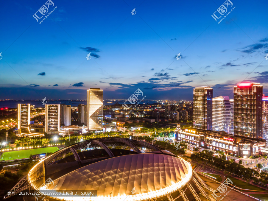 航拍江苏南通城市景观夜景