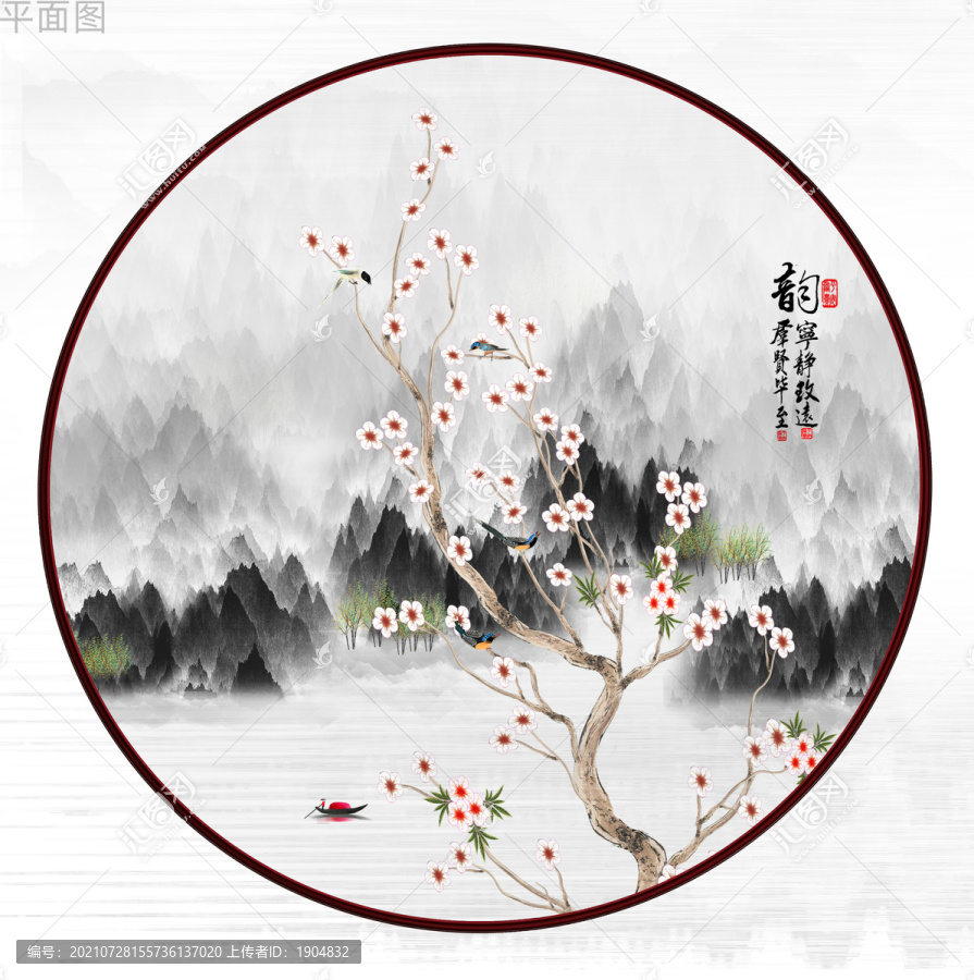 圓形花鳥(niǎo)裝飾畫(huà)