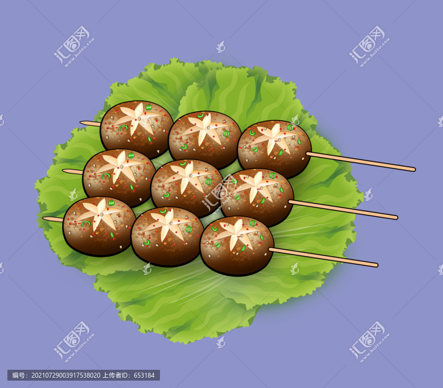 烤蘑菇插畫