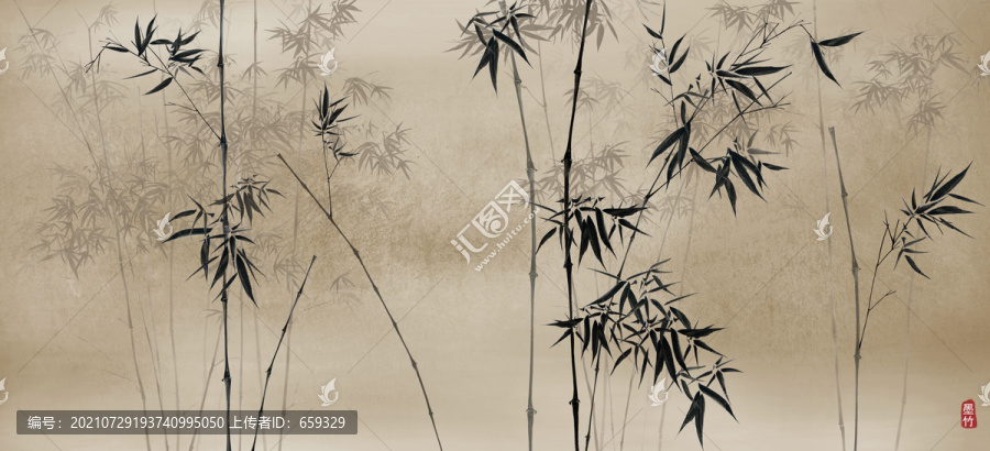 水墨竹子背景墻