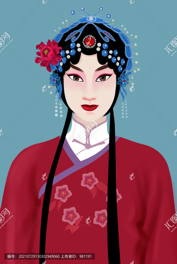 京劇花旦臉譜戲曲手繪