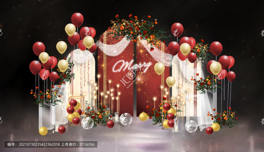 小預(yù)算婚禮復(fù)古紅金迎賓區(qū)