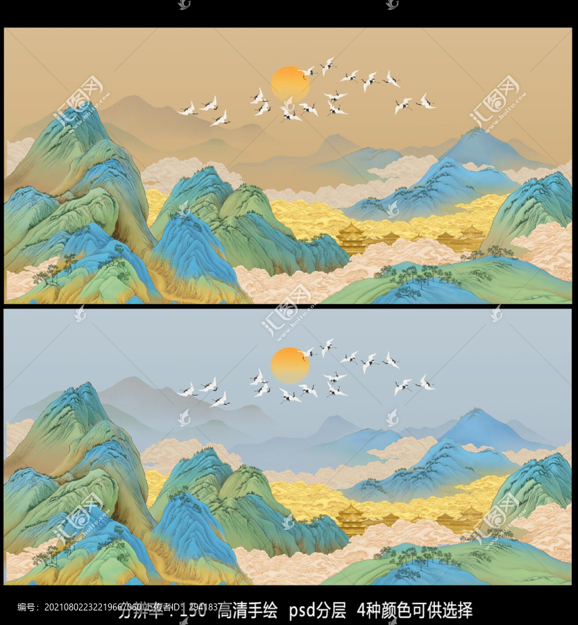 古典山水壁畫背景墻