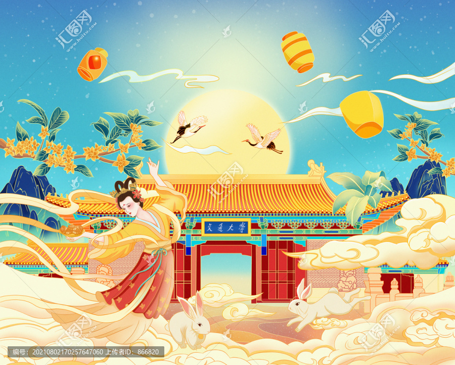 中秋節(jié)國(guó)潮包裝插畫(huà)