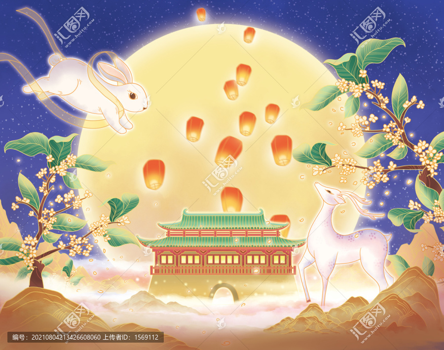 中秋插畫手繪