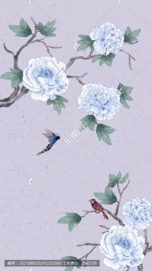 牡丹花鳥畫