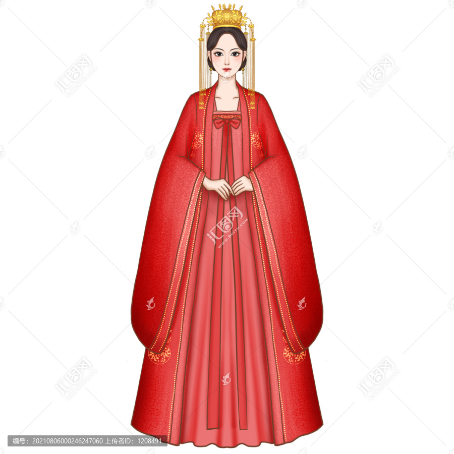 手繪卡通人物新娘原創(chuàng)插畫(huà)素材