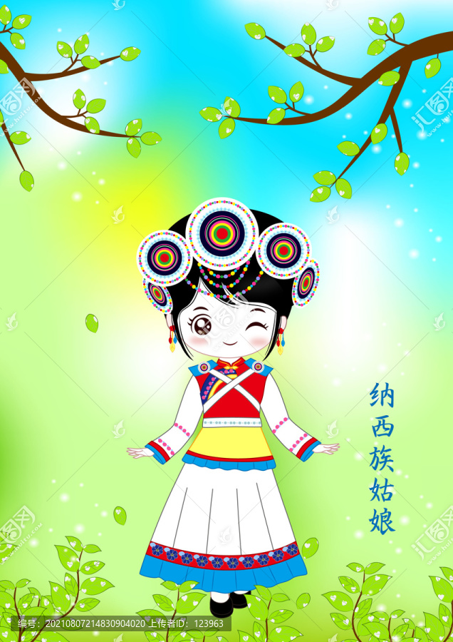 卡通女孩納西族