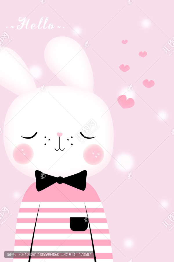 卡通粉色兔子可愛兔子愛心兔子