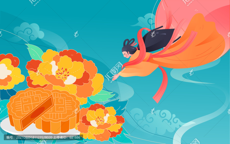 中秋佳节海报中国传统节日嫦娥