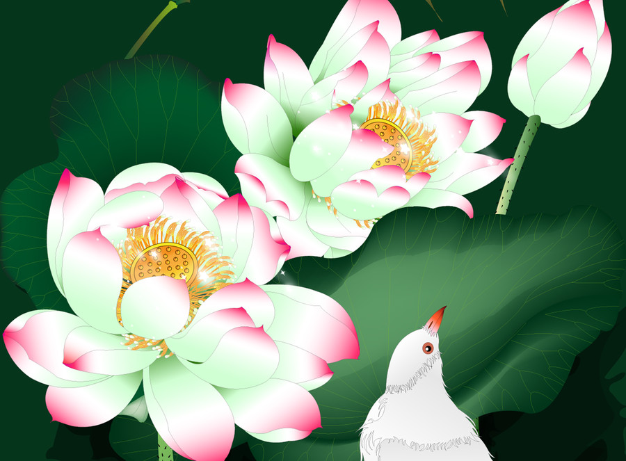 精品蓮花壁畫