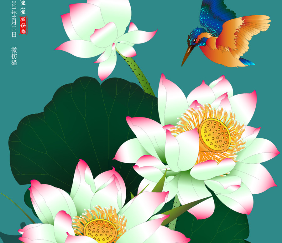 精品蓮花壁畫
