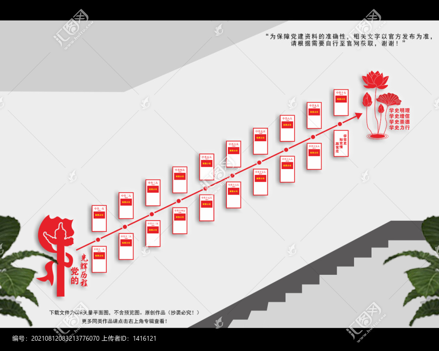 黨的光輝歷程樓梯文化墻