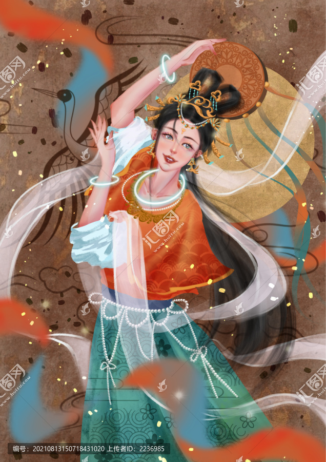 敦煌古風(fēng)美女國潮漢服濃墨重彩