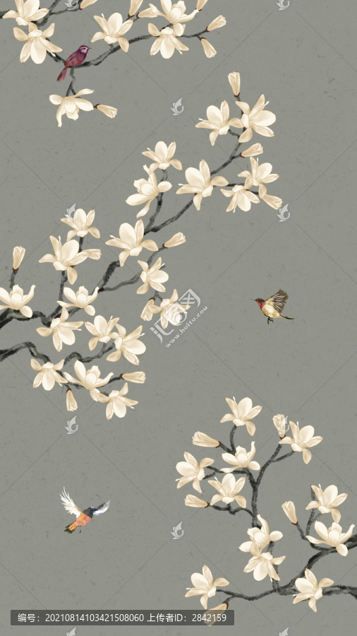 中式玉蘭花鳥(niǎo)屏風(fēng)