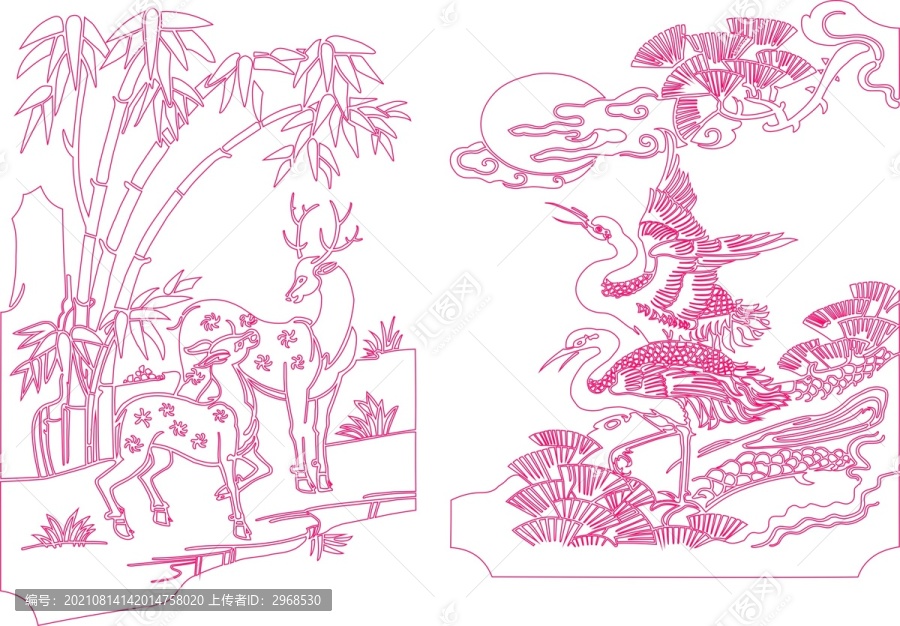 松鶴鹿竹