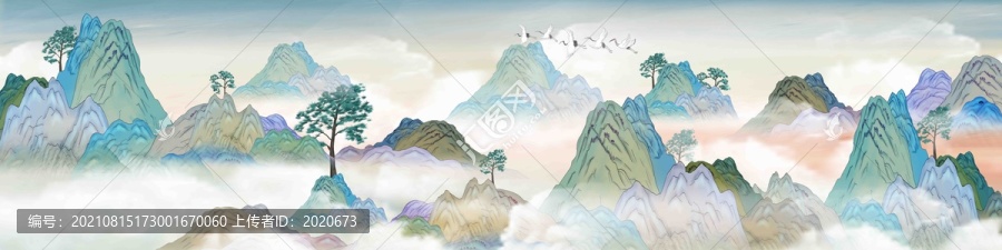 寬幅山水國(guó)潮背景墻