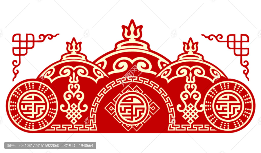 蒙古族圖案矢量紅