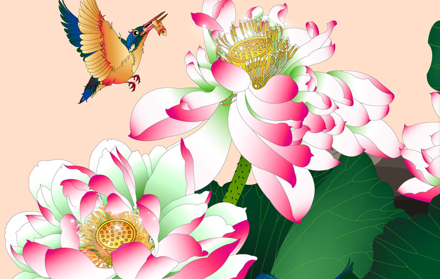 精品蓮花壁畫