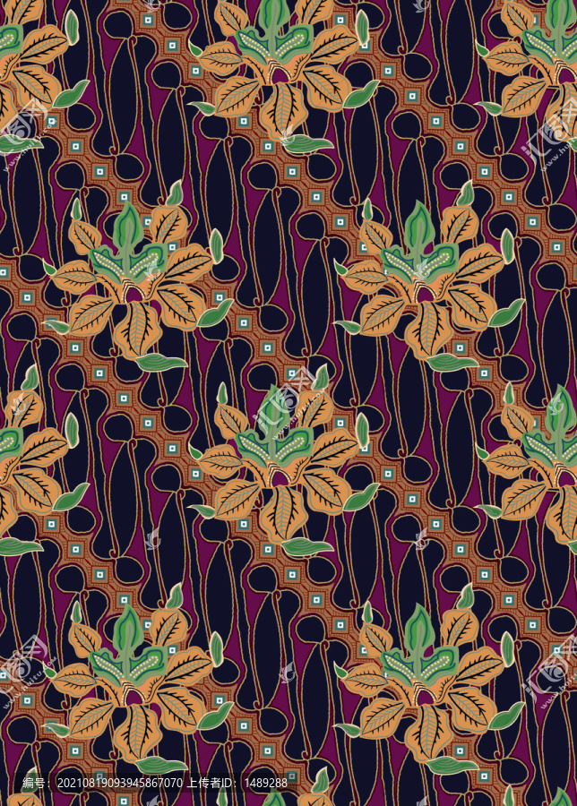 棕底花朵
