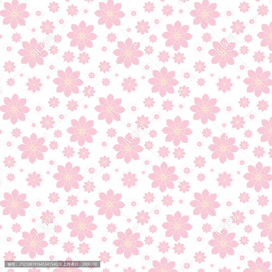 矢量粉色花朵印花圖案