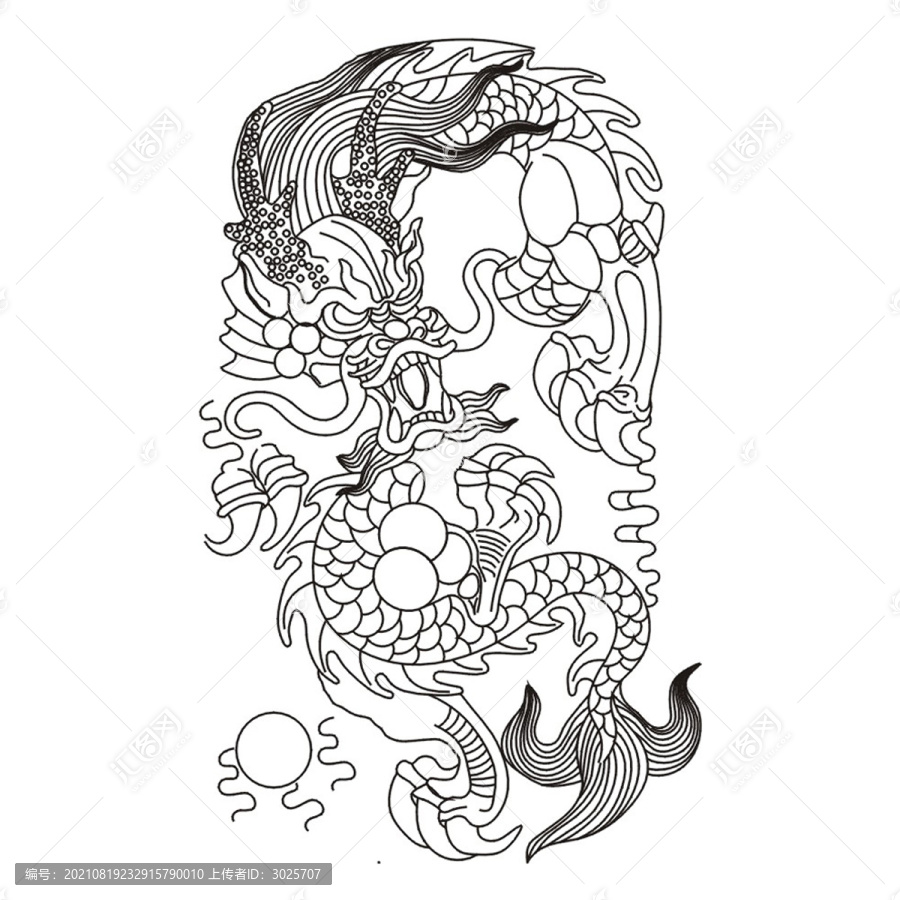 手繪線圖龍圖