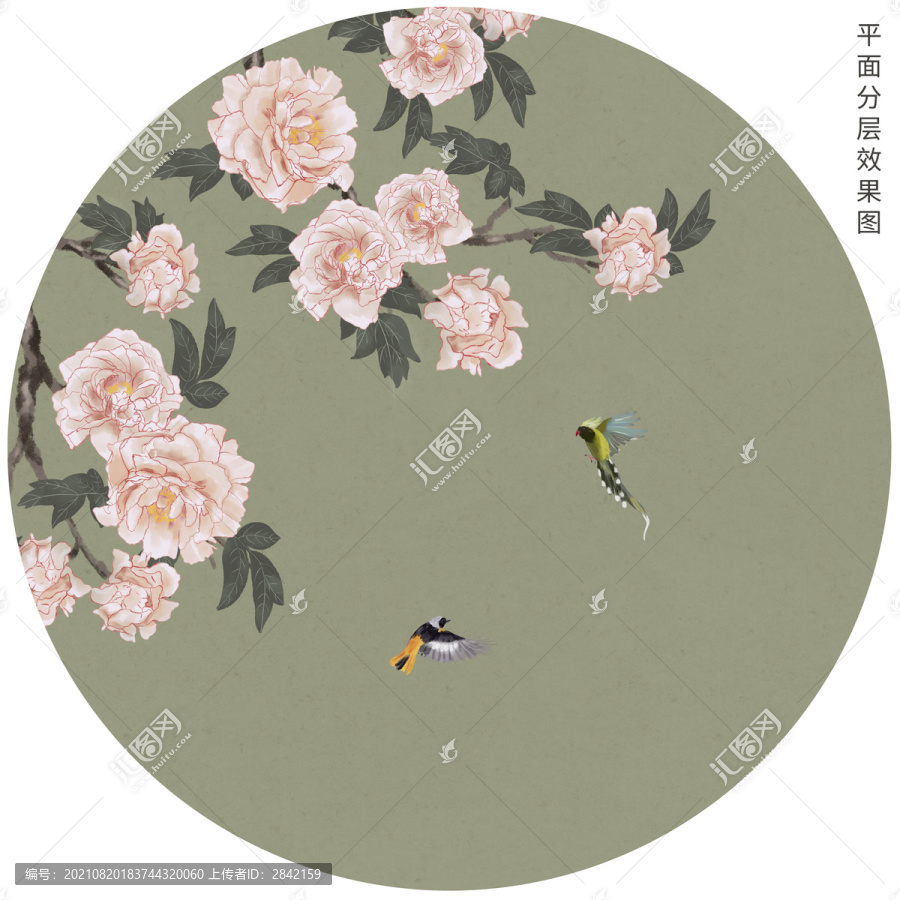 新中式牡丹花鳥畫