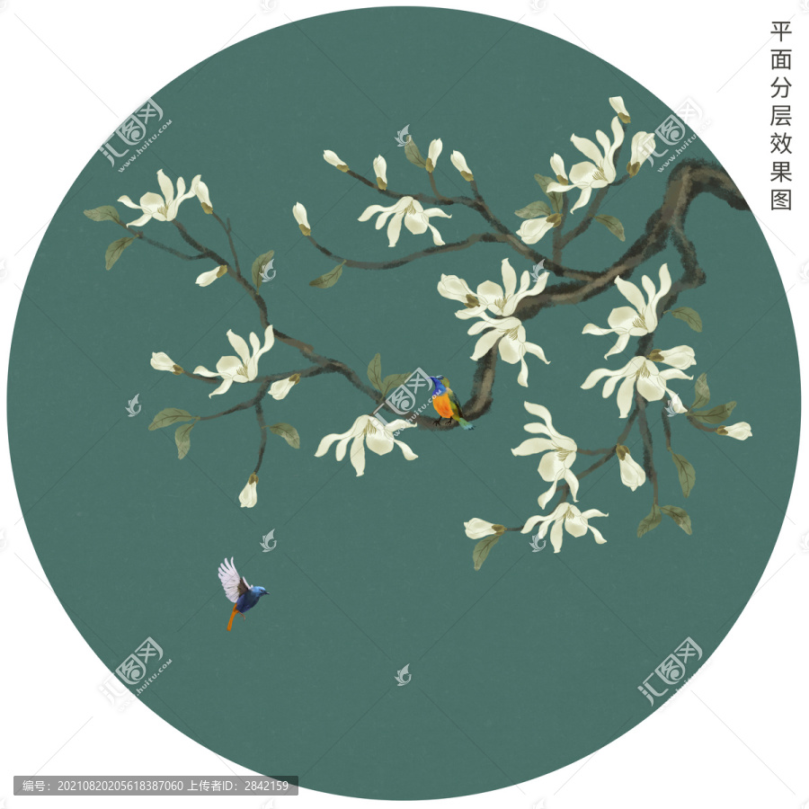 新中式玉蘭花鳥(niǎo)畫(huà)