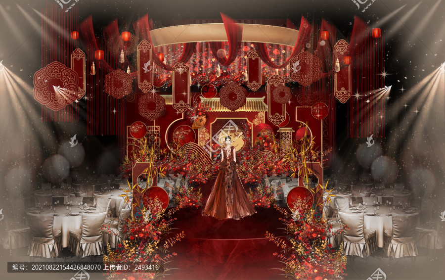 紅色中式婚禮效果圖設(shè)計(jì)