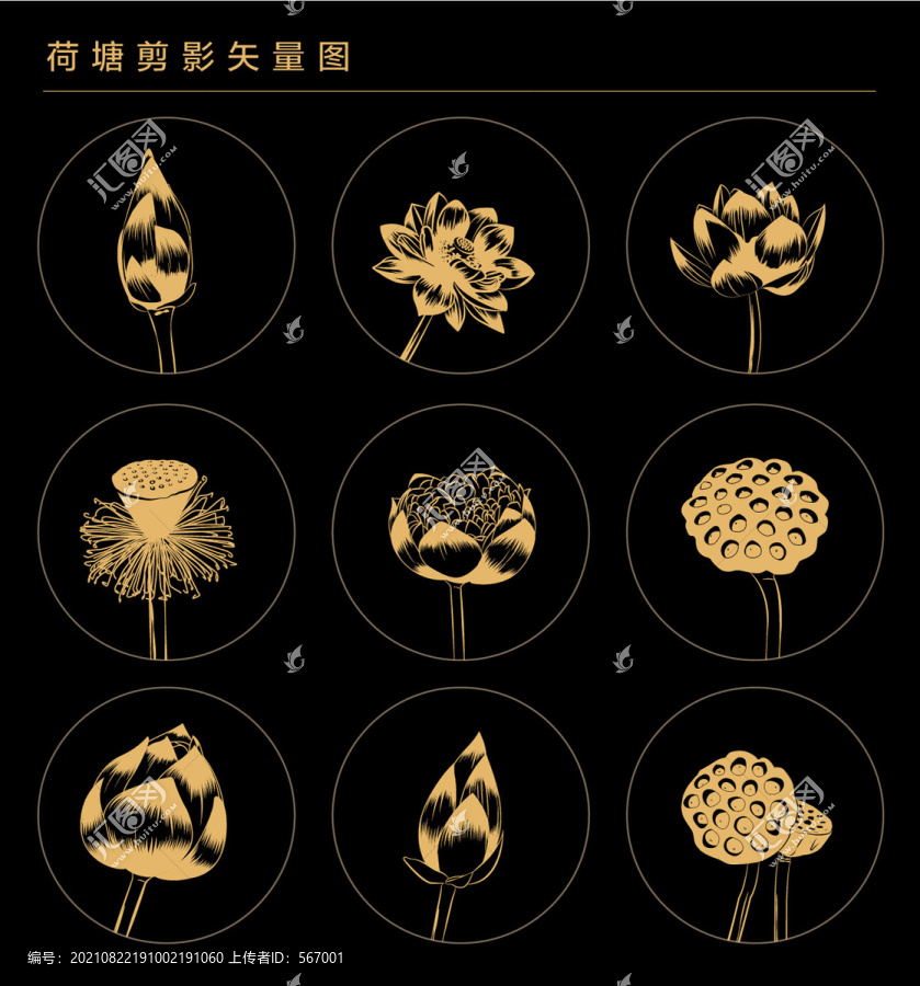 荷塘剪影手繪