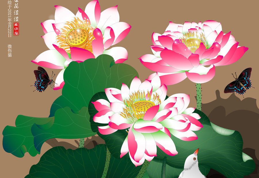 精品蓮花壁畫