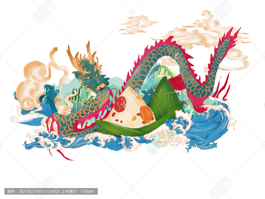 龍粽子插畫