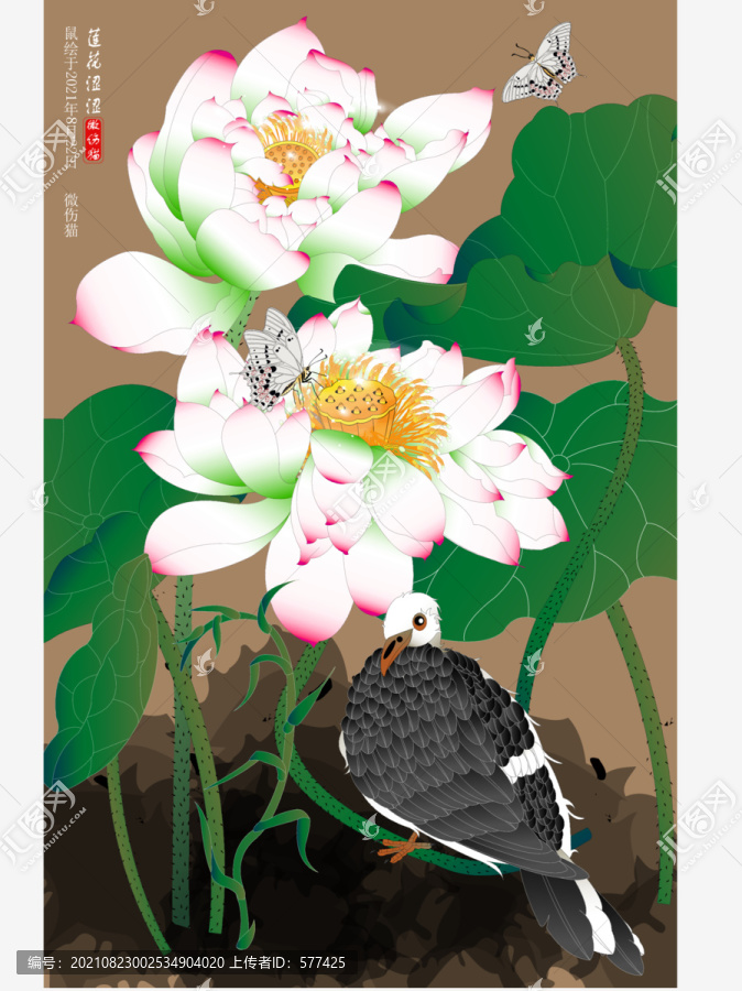 精品蓮花壁畫