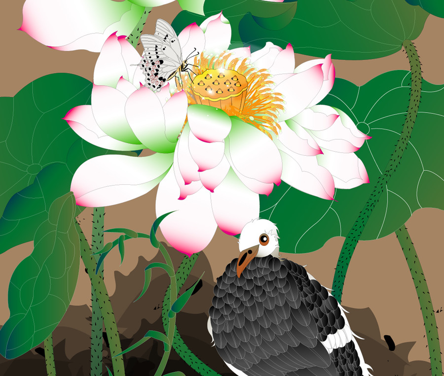 精品蓮花壁畫